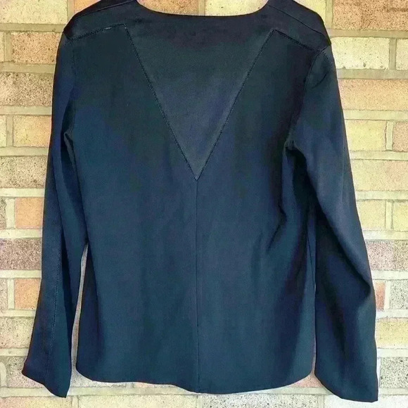 rag & bone NEW YORK long sleeve Black V neck mixed media top XS - Picture 6 of 8